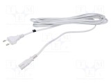 Cablu 2x0,75mm2 CEE 7/16 mufă IEC C7 mamă PVC 5m alb POS