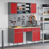 Cumpara ieftin Set birou și panou unelte vidaXL, 7 piese, Roșu, MDF și metal