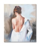 Tablou tanara seminud pictat manual, Feminitate, 60x50cm ulei pe panza, Mircea Iordache