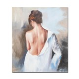 Tablou tanara seminud pictat manual, Feminitate, 60x50cm ulei pe panza, Mircea Iordache