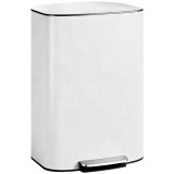 HOMCOM Coș de gunoi bucătărie 50 L pedală cu menținere deschisă, capac soft-close, crem-alb | Aosom Romania