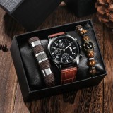 Set cadou cu ceas barbatesc Keller &amp; Weber Casual maro si doua bratari