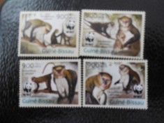 Guineea Bissau-Fauna wwf,maimute-serie completa,nestampilate MNH foto