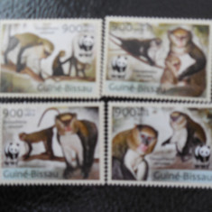 Guineea Bissau-Fauna wwf,maimute-serie completa,nestampilate MNH