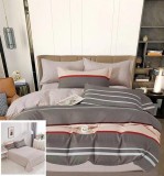 Lenjerie Pat Bumbac 4 Piese Gri/Negru, 200x230/240x250 cm, 55x75/70x70 cm