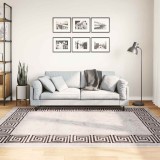 Covor vidaXL Lavabil Alb Negru 150x230 cm, Catifea Moale, Antialunecare, Antibacterian