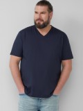 s.Oliver Big Sizes Tricou barbati big sizes cu decolteu in V, Regular Fit, din bumbac, Bleumarin inchis, 5XL