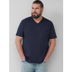 s.Oliver Big Sizes Tricou barbati big sizes cu decolteu in V, Regular Fit, din bumbac, Bleumarin inchis, 2XL