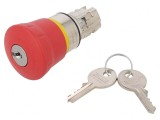 Comutator de Siguranță cu Cheie 22mm Roșu IP67