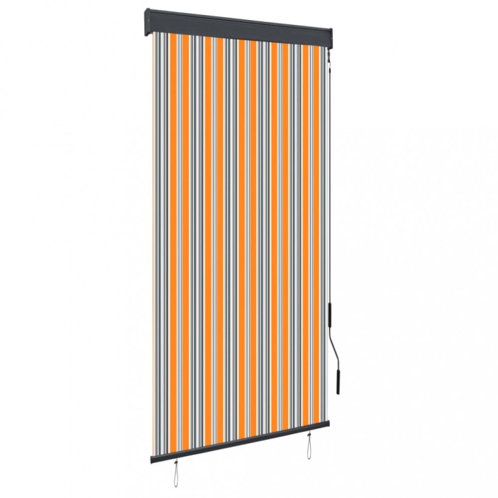 Jaluzea tip rulou de exterior, galben și albastru, 100 x 250 cm