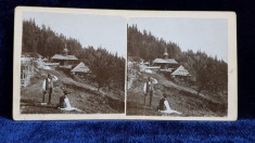 SCHITUL SIHLA , AGAPIA , VEDERE PANORAMICA , FOTOGRAFIE STEREOSCOPICA , MONOCROMA , PE SUPORT DE CARTON , CCA. 1900 foto