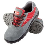Pantof Piele-intoarsa-tesut / Gri-rosu (s1psrc) - 44
