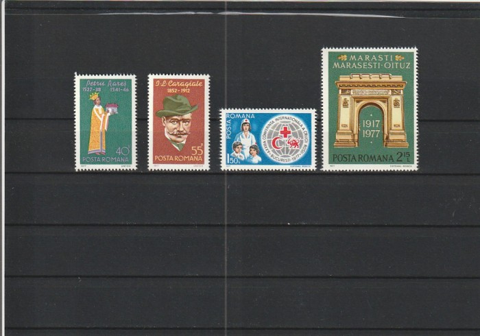 ROMANIA 1977 LP 937 ANIVERSARI SERIE MNH NESTAMPILATA