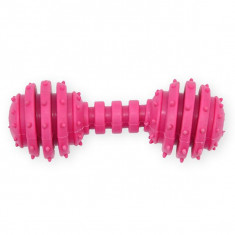 TPR jucărie de căței – ganteră roz cu clopoței 12 cm