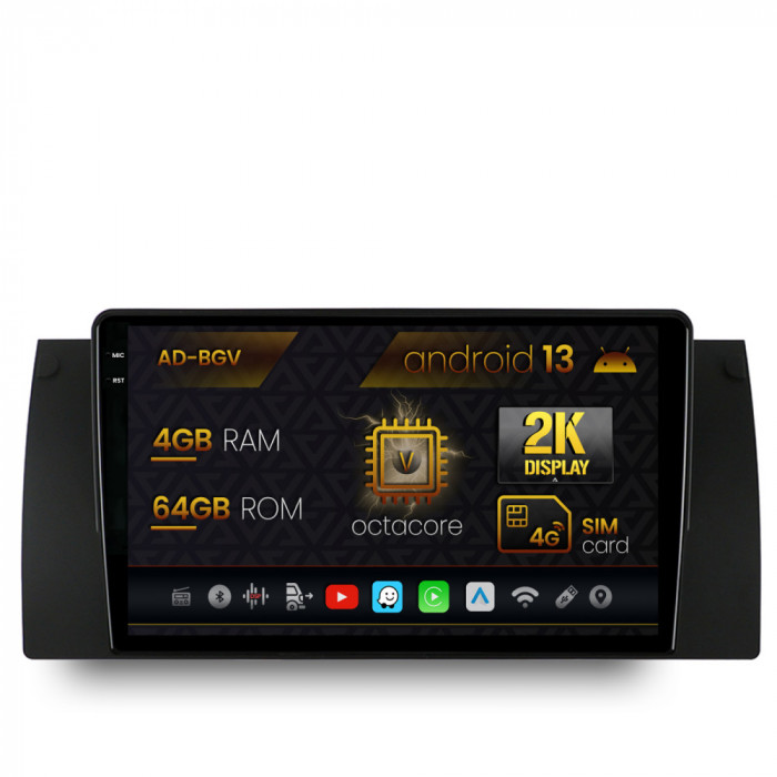 Navigatie BMW E39 E53 E38, Android 13, V-Octacore 4GB RAM + 64GB ROM, 9.5 Inch - AD-BGV9004+AD-BGRKIT396