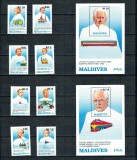 Maldives 1989 - Cai ferate, trenuri, personalități, serie si colite neuzate