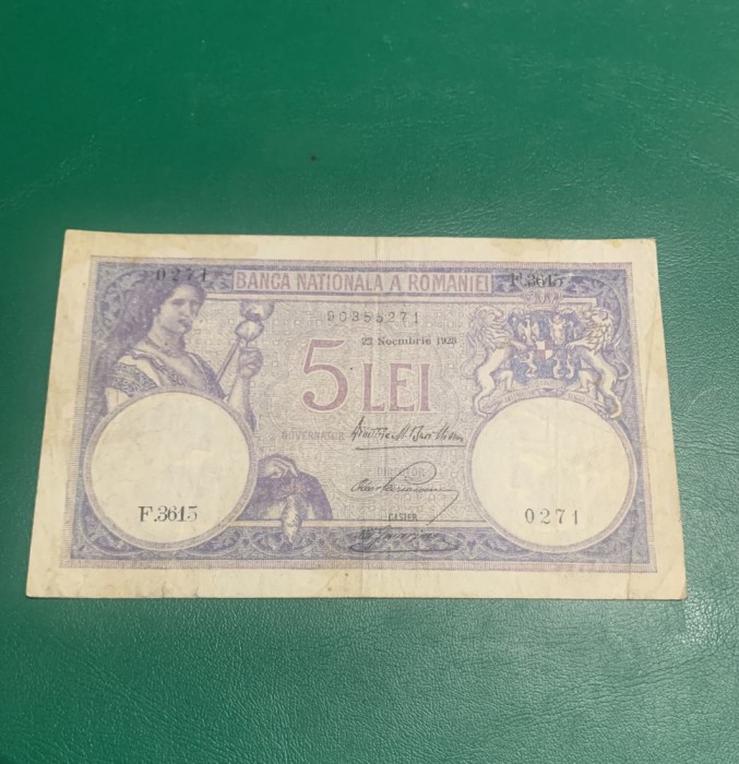Bancnota 5 lei 22 noiembrie 1928