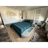 Cuvertura pat decorativa si de protectie CreponTex by Coneltex, 200 x 240 cm, pat dublu, culoare turcoaz