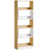 HOMCOM Bibliotecă de colț rotativă 350&deg; cu 5 niveluri, raft extensibil &icirc;n formă de L, 60-111x24x164cm, stejar | Aosom Romania
