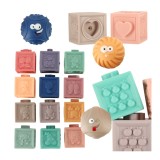 Set 15 blocuri, mingi senzoriale educative, moi din silicon, multicolor