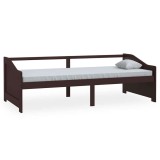 Cumpara ieftin Pat de zi cu 3 locuri, maro inchis, 90x200 cm, lemn masiv pin