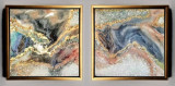 Tablou set 2 piese, pictura decorativa abstracta ,tehnica texturat cutit 200x100, Abstract, Ulei