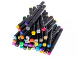 Set 48 Markere cu Alcool, 2 capete si geanta de depozitare, 15 cm, Multicolor, 14 x 11 x 17.5 cm, Oem