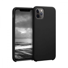 Carcasa Edman din silicon captusita cu microfibra la interior si colturi intarite, pentru Iphone 11 Pro Max, neagra