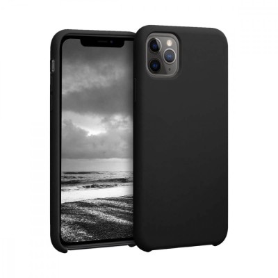 Carcasa Edman din silicon captusita cu microfibra la interior si colturi intarite, pentru Iphone 11 Pro Max, neagra foto
