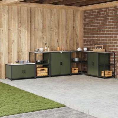 vidaXL Dulap de depozitare pentru bucătărie cu raft Verde oliv Oţel 874985 foto