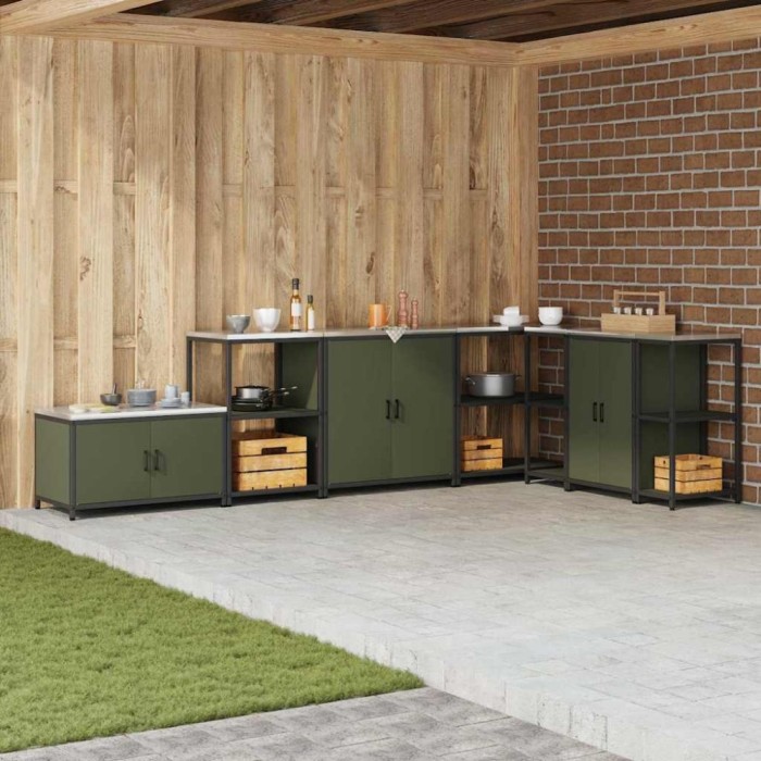 vidaXL Dulap de depozitare pentru bucătărie cu raft Verde oliv Oţel 874985