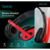 CASTI Spacer cu fir standard utilizare multimedia microfon pe brat conectare prin Jack 3.5 mm x 2 negru / rosu &quot;SPK-507&quot;