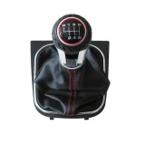 Nuca si manson din piele ecologica Ventoo&Acirc;&reg;, pentru schimbator de viteze, compatibil Volkswagen Golf MK5, MK6, Jetta, EOS, Scirocco, model GTI, GTD, 6