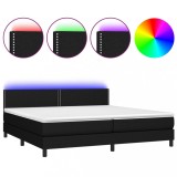 Cumpara ieftin Pat cu arcuri, saltea si LED, negru, 200x200 cm, textil