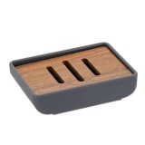 Cumpara ieftin Săpuniera Plastic / Bambus Dreptunghi &ndash; Gri