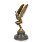Femeie cu aripi-statueta Art Deco din bronz pe un soclu din marmura BJ-87, Nuduri