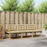 vidaXL Set de canapele de exterior cu pernă 3 pcs Alb și Bej 3388367