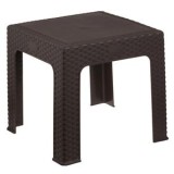 Masă Auxiliară Plastic Maro Stil Rattan pentru Terasă și Interior, CMCLASS
