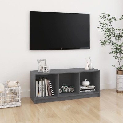 Comodă TV, gri, 104x33x41 cm, lemn masiv de pin foto