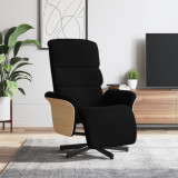 Fotoliu rabatabil cu suport de picioare, negru, textil