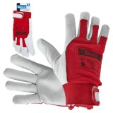 Manusi de lucru din piele de capra cu spate elastic din bumbac, manseta velcro, marimea 10, Geko G73557