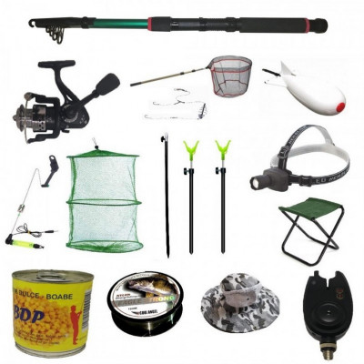 Set pentru pescuit cu lanseta 2.4m, mulineta si accesorii foto