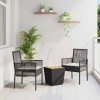 VidaXL Set Bistro de Grădină 3 pcs Negru Rattan poli 3334960