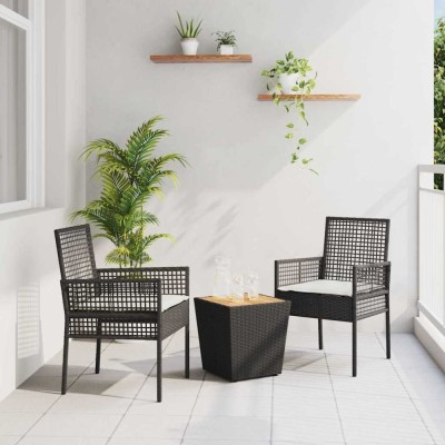 vidaXL Set Bistro de Grădină 3 pcs Negru Rattan poli 3334960 foto