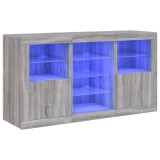 Servanta cu lumini LED, gri sonoma, 123x37x67 cm