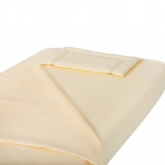 Lenjerie patut bebe, SomnART, cearceaf pat 60x120x10 cu elastic, cearceaf pilota 80x110, perna joasa 20x35, Galben Relax KipRoom