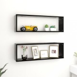 vidaXL Rafturi de perete cub 2 buc. negru 80x15x26,5 cm lemn prelucrat