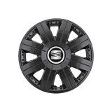 Set 4 Capace Roti 15 inchi (R15) Cosmos Negru, Compatibile cu Seat