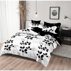 Lenjerie de pat pentru o persoana cu husa de perna patrata, Caffar, bumbac mercerizat, multicolor