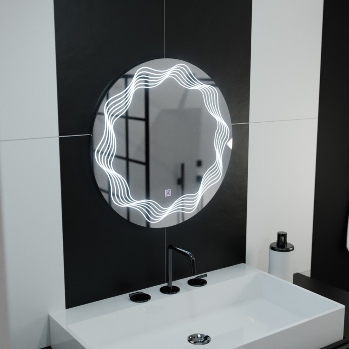 Oglinda LED Rotunda 60cm, Flusso Touch, Sistem Dezaburire, Dimabila ModernLight Concept